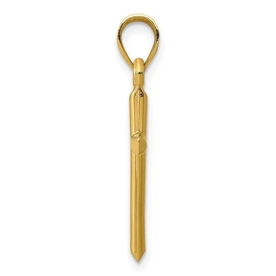 14k Yellow Gold Polished Hollow Cross Pendant