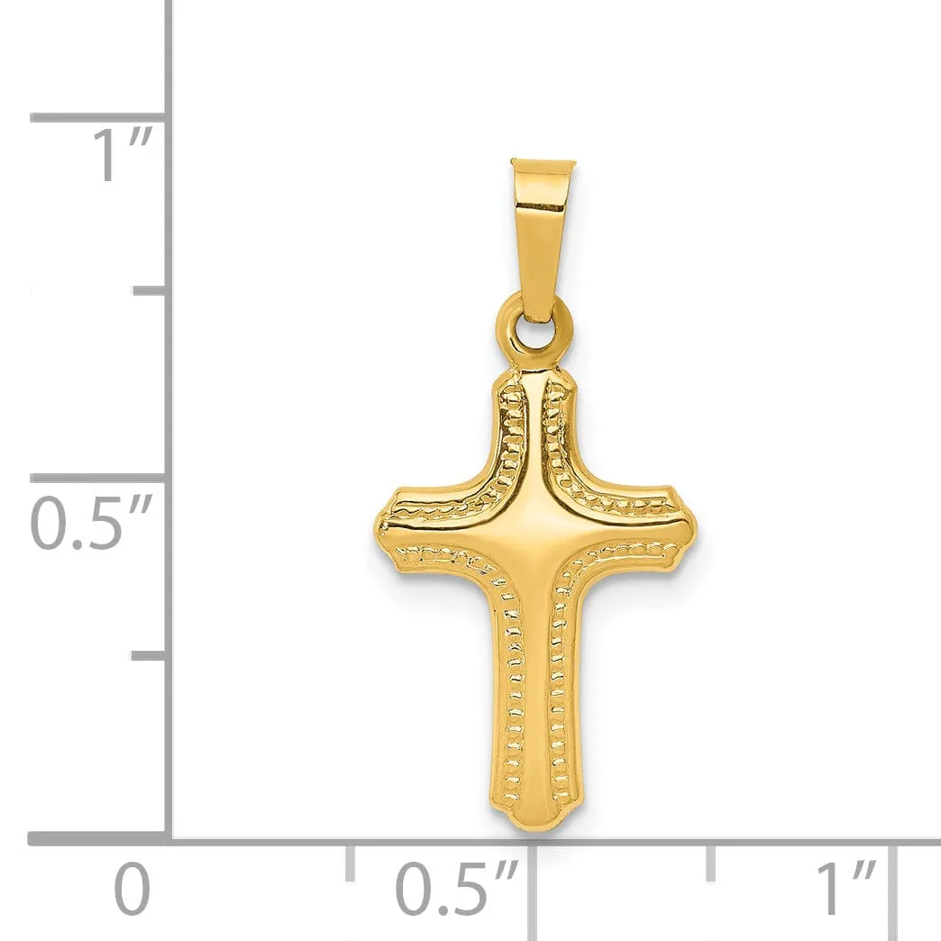 14k Yellow Gold Polished Textured Cross Pendant