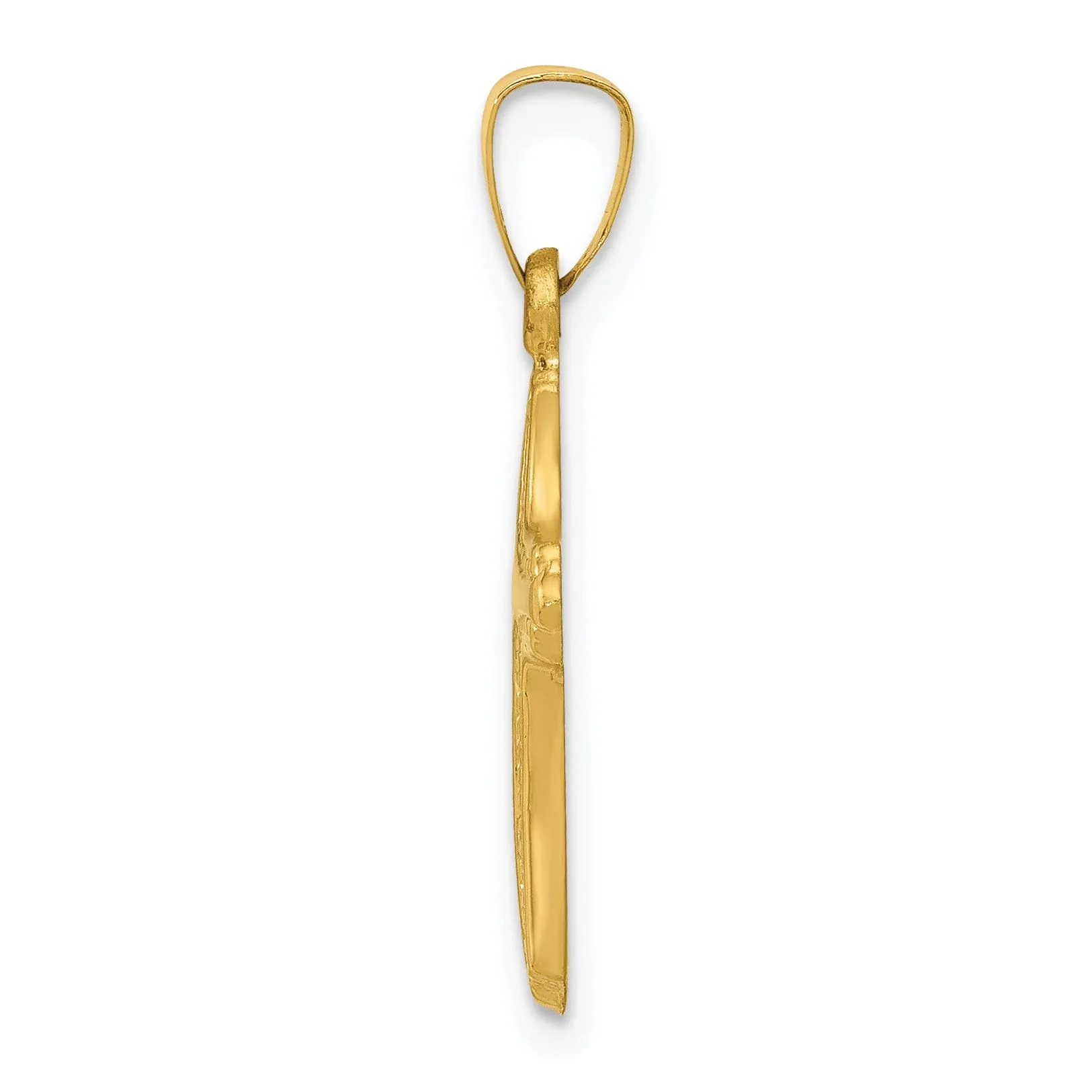 14k Yellow Gold Polished Textured Cross Pendant