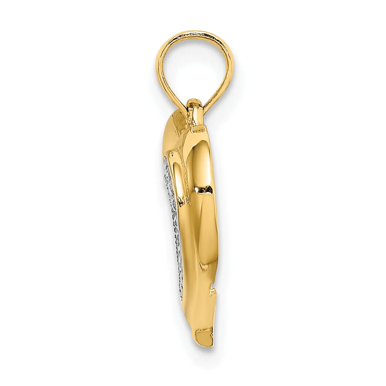 14k Yellow Gold Polished Textured Finish Heart Pendant