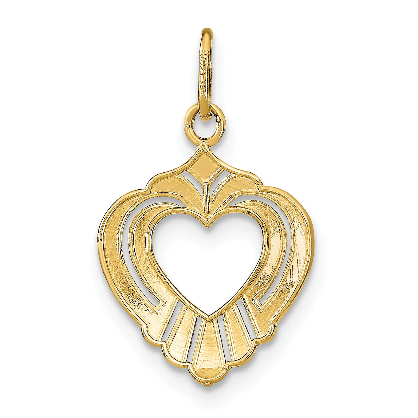 14k Yellow Gold Rhodium D.C Textured Finish Heart Pendant