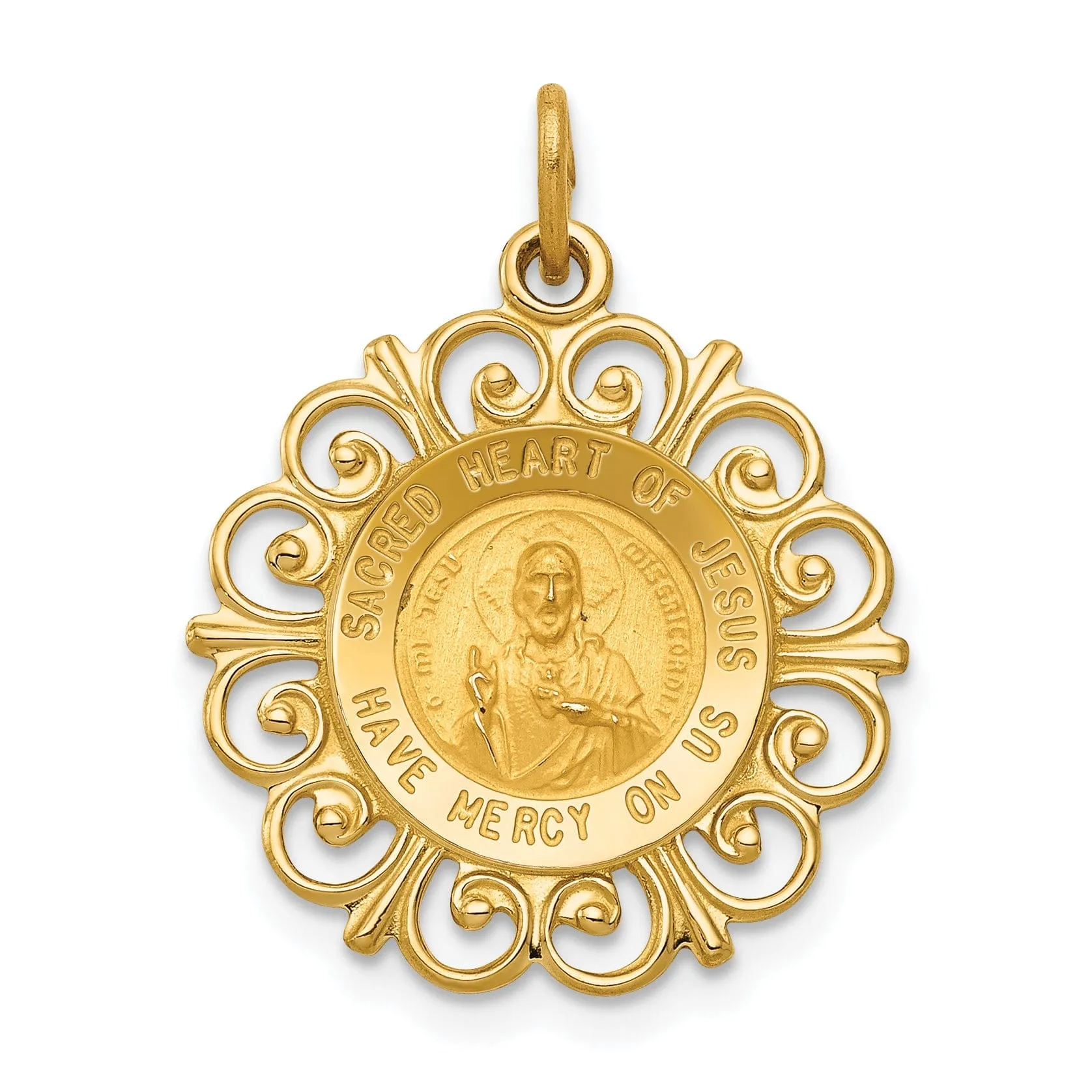 14k Yellow Gold Sacred Heart of Jesus Pendant