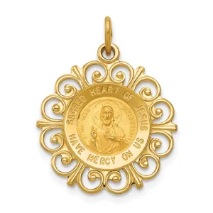 14k Yellow Gold Sacred Heart of Jesus Pendant