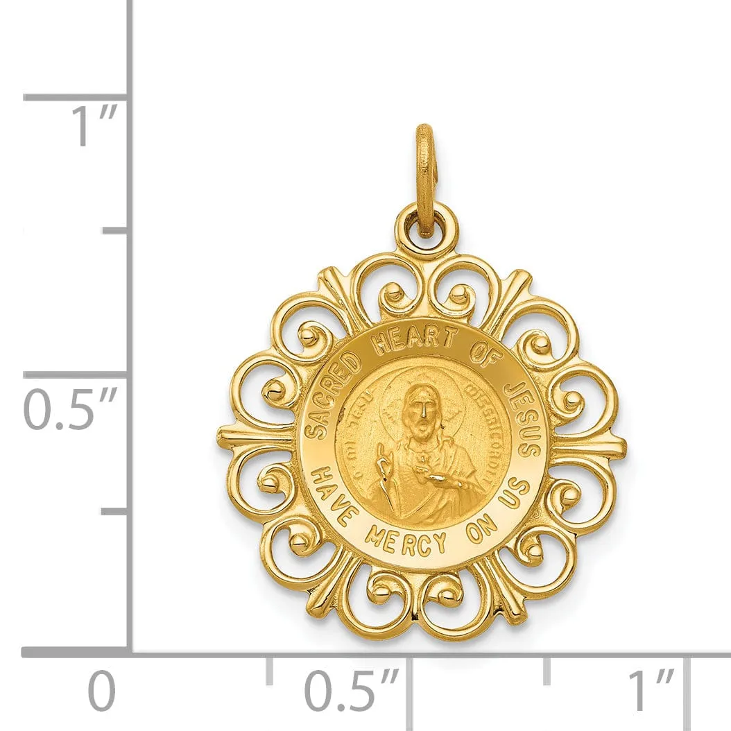 14k Yellow Gold Sacred Heart of Jesus Pendant
