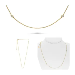 14K Yellow Gold Stationary Diamond Necklace