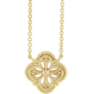 14K Yellow Vintage-Inspired Clover 16" Necklace