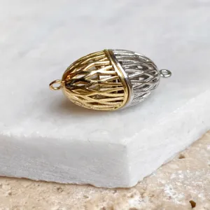 14KT Yellow Gold Plated   Sterling Silver Caged Magnetic Clasp