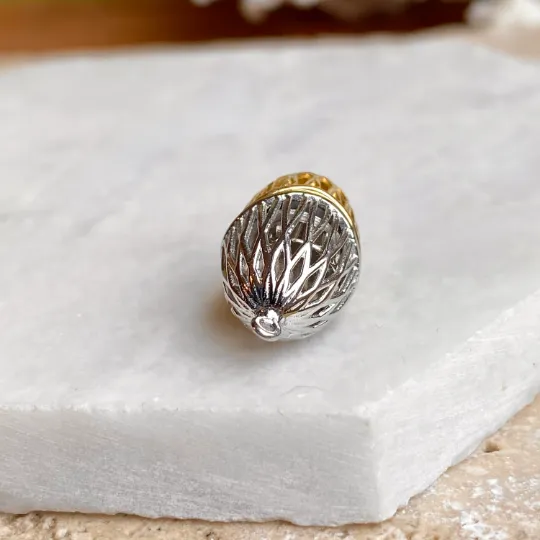 14KT Yellow Gold Plated   Sterling Silver Caged Magnetic Clasp