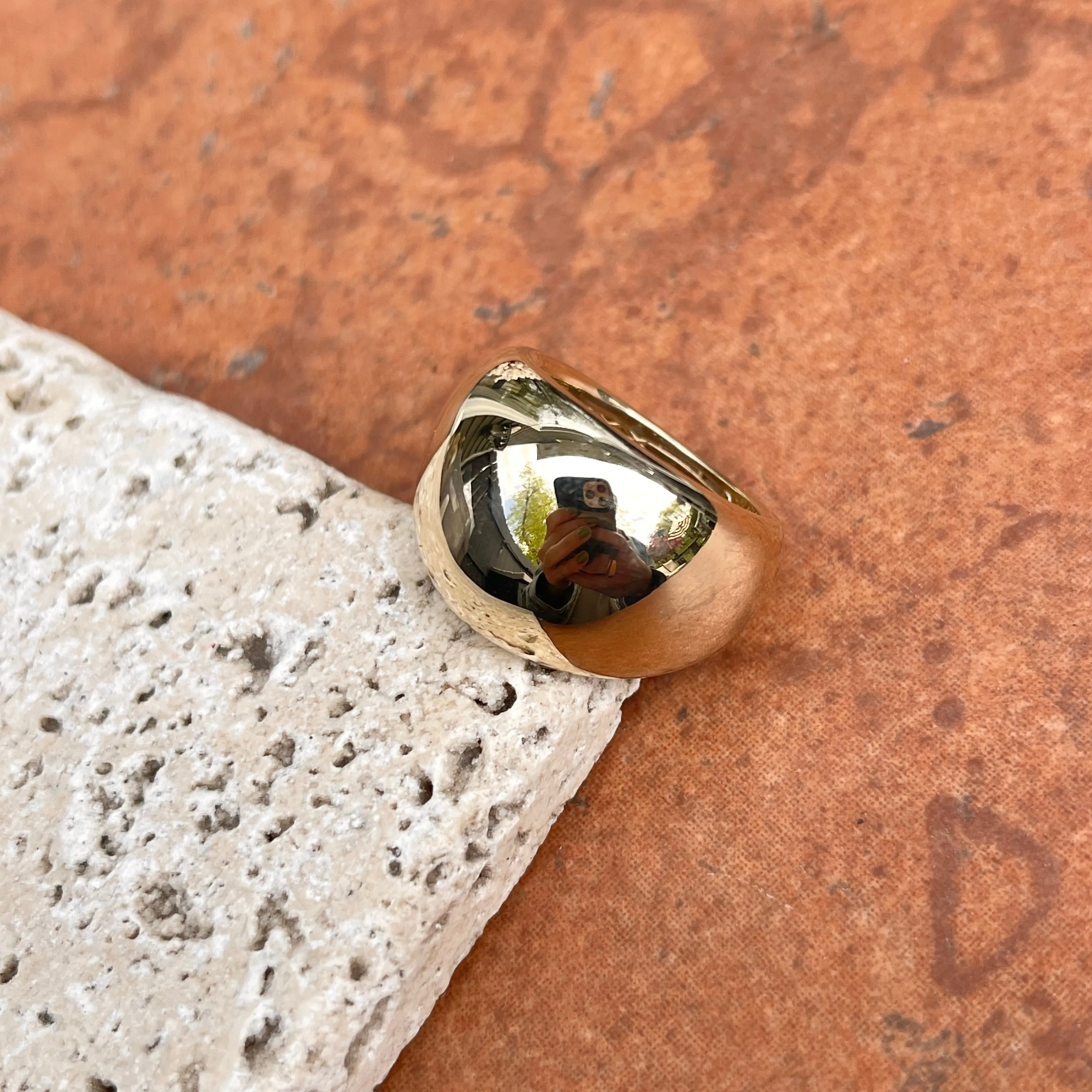 14KT Yellow Gold Polished Chunky 17mm Domed Cigar Band Ring