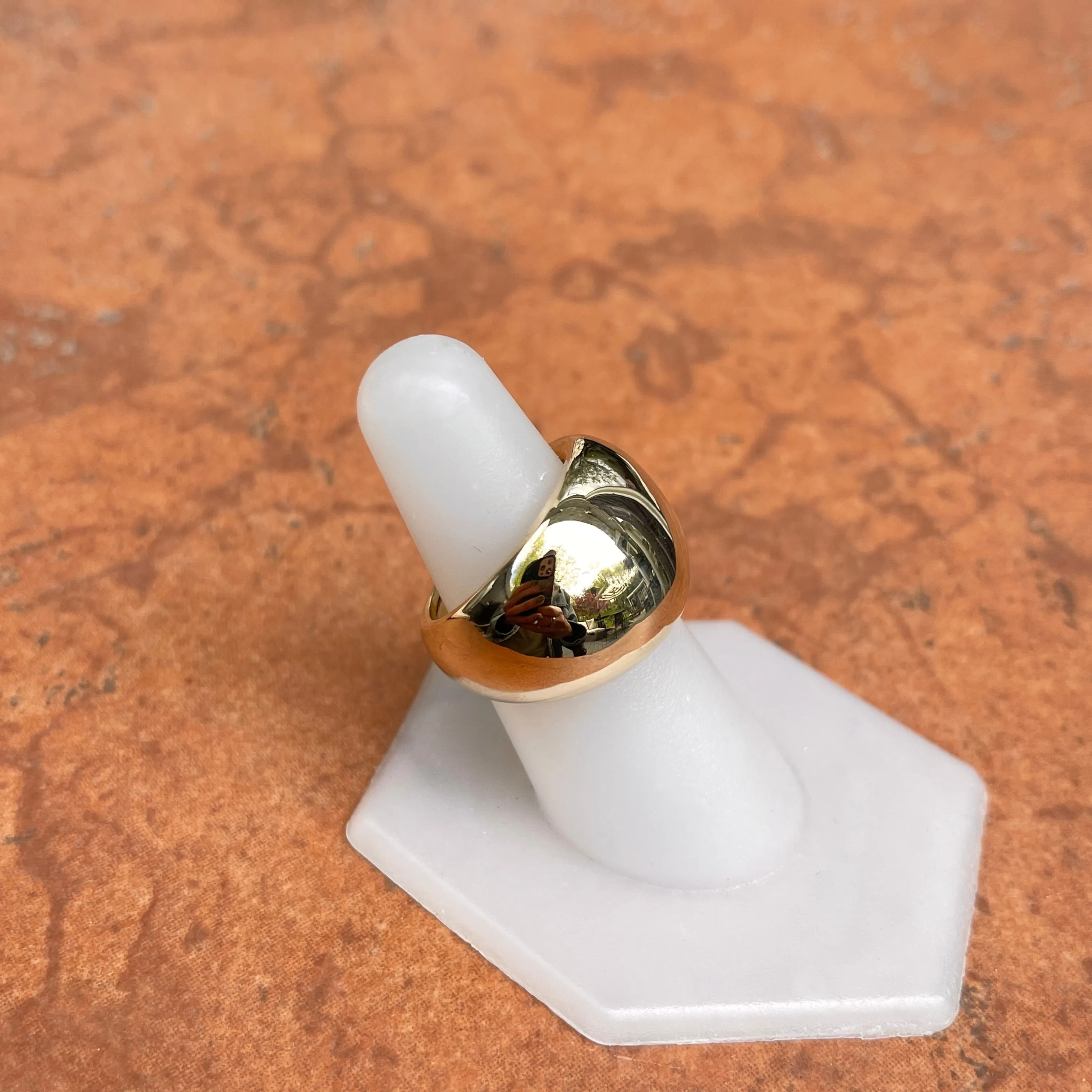 14KT Yellow Gold Polished Chunky 17mm Domed Cigar Band Ring