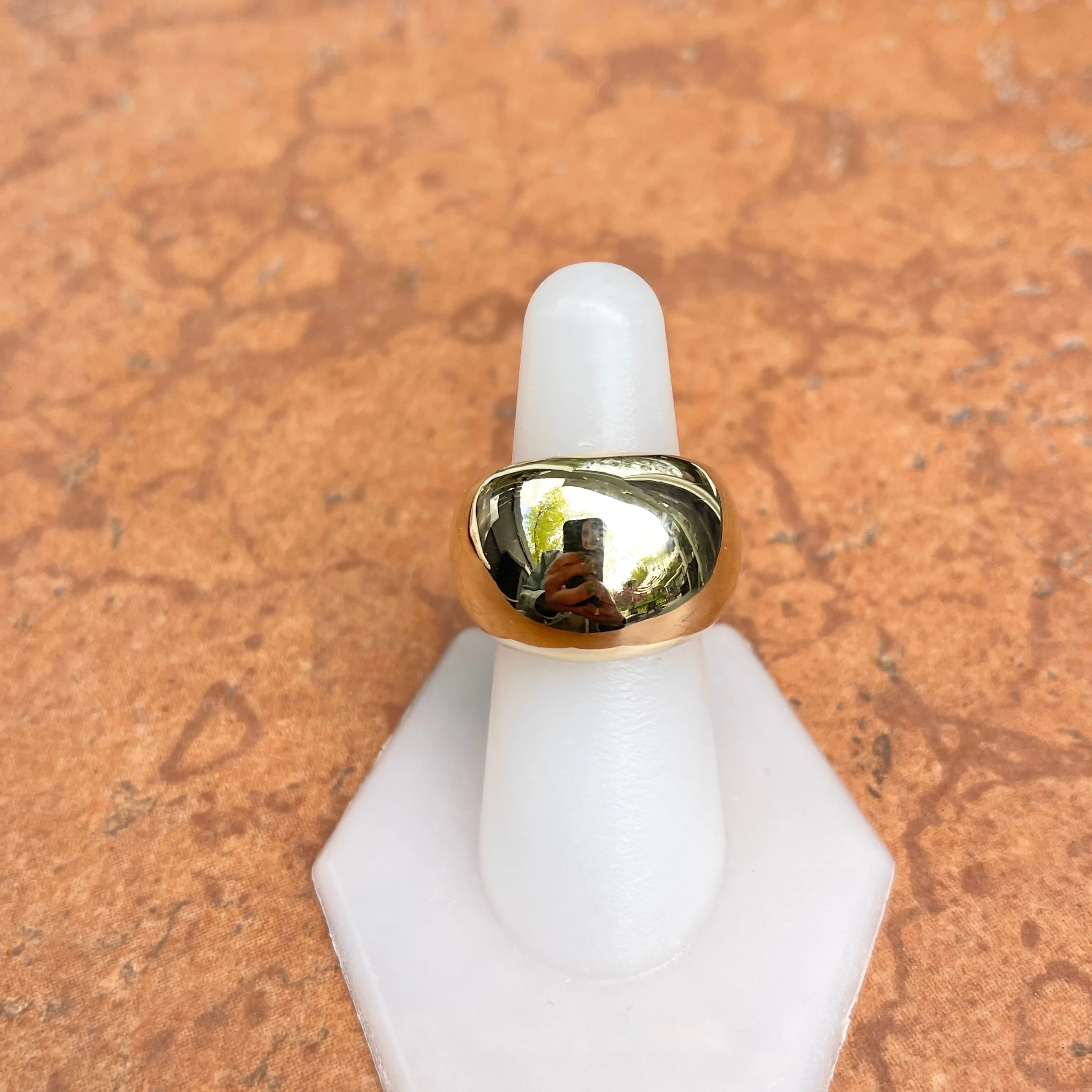 14KT Yellow Gold Polished Chunky 17mm Domed Cigar Band Ring
