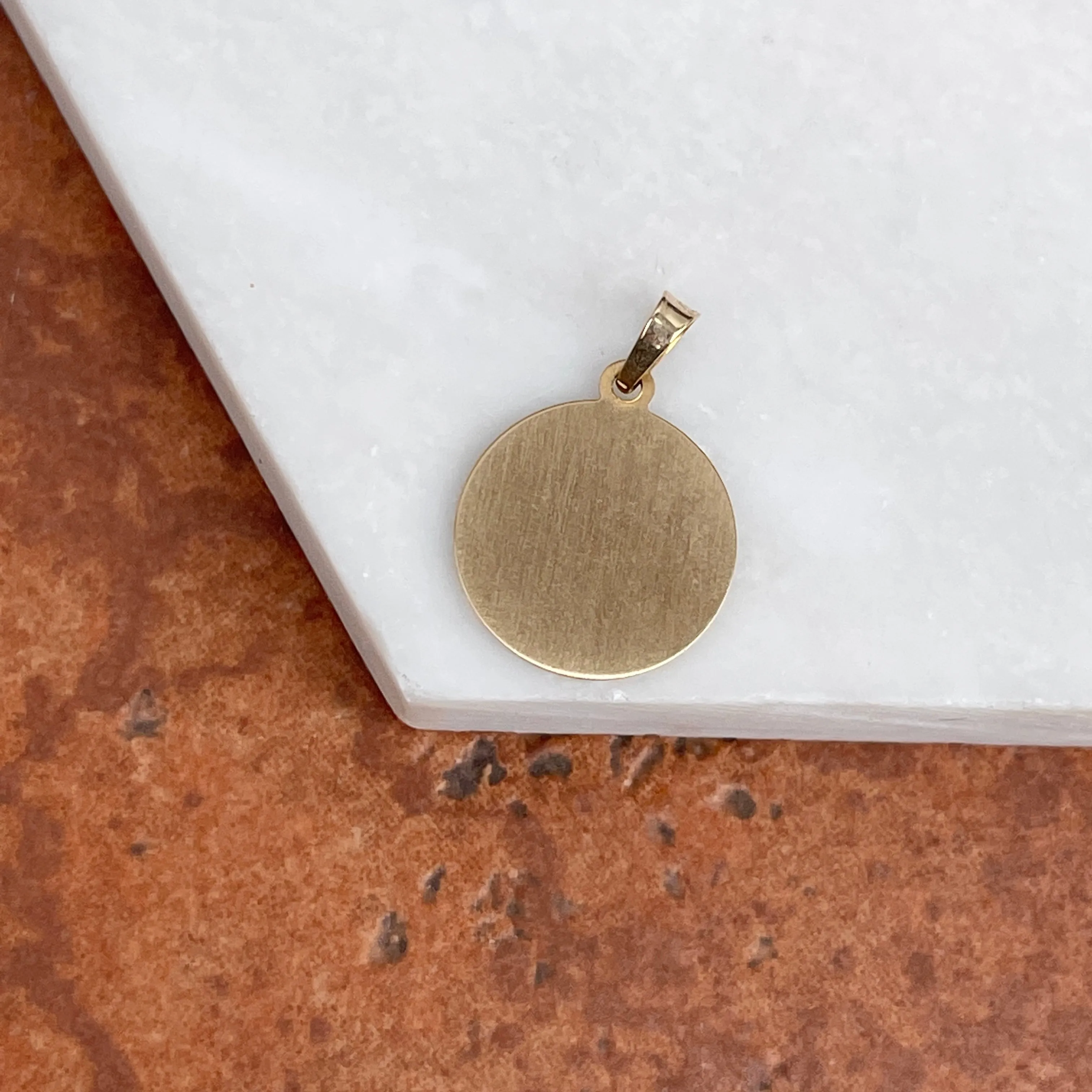 14KT Yellow Gold Satin Saint Joseph Round Medal Pendant 15mm