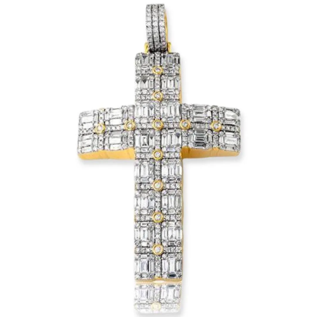 14KY 7.50CTW BAGUETTE DIAMOND CROSS PENDANT