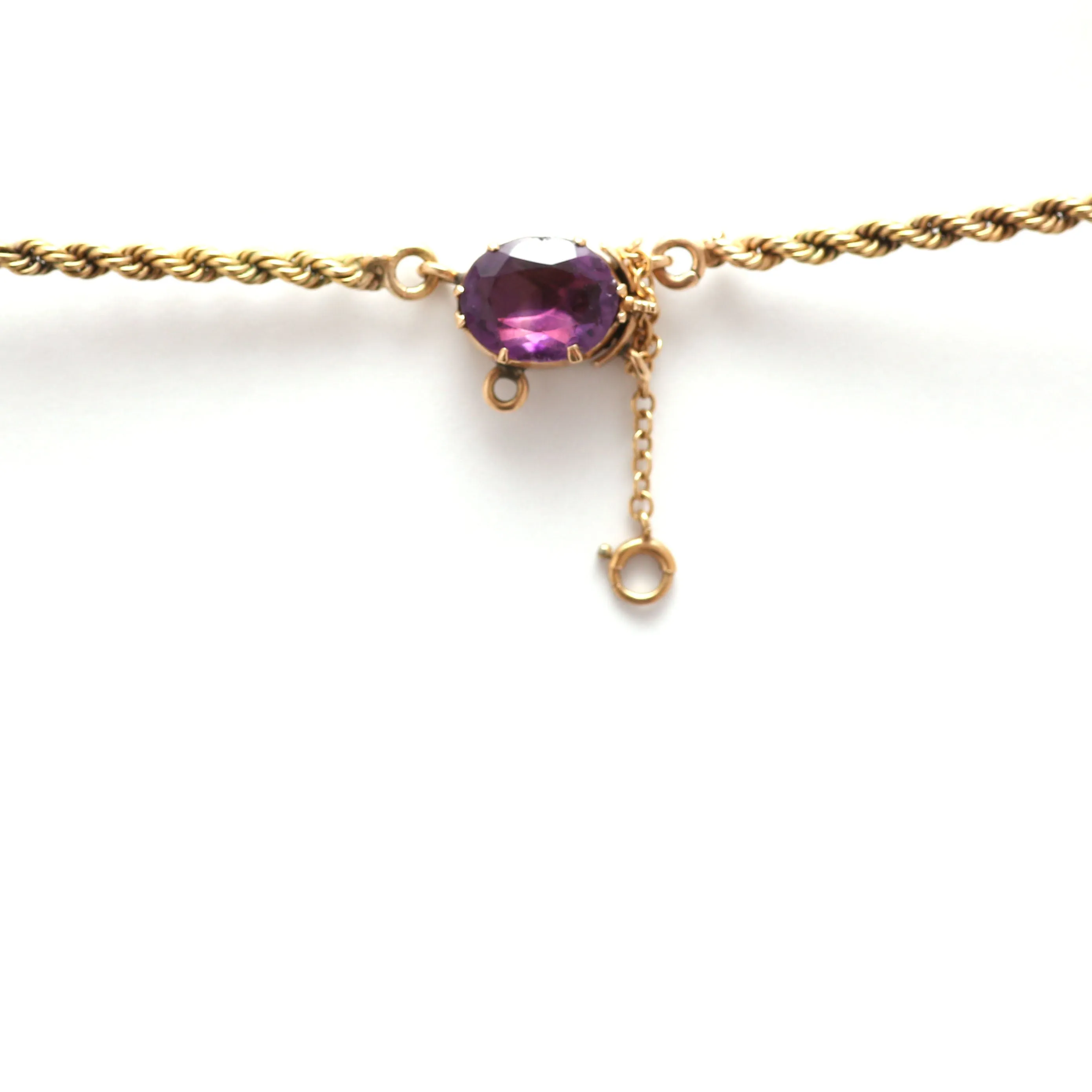 15k Victorian Amethyst Heart Festoon Necklace