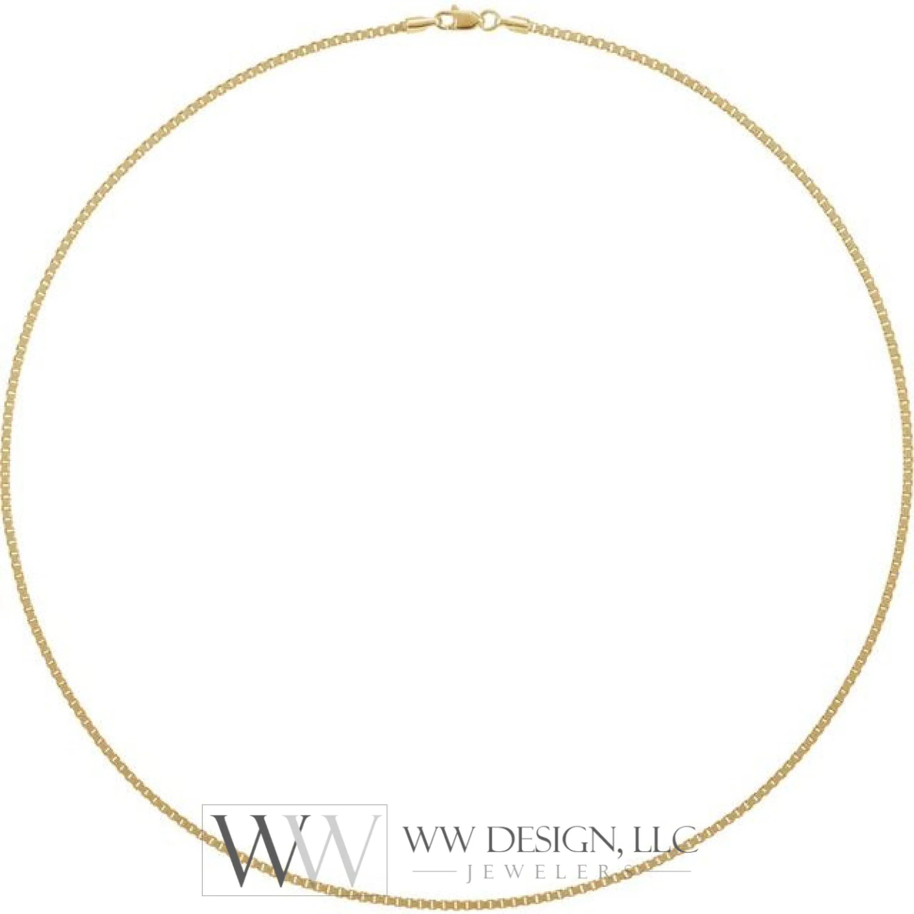 1.82mm Box Chain Bracelet or Necklace - 14k Gold (Y, R or W), or Sterling Silver