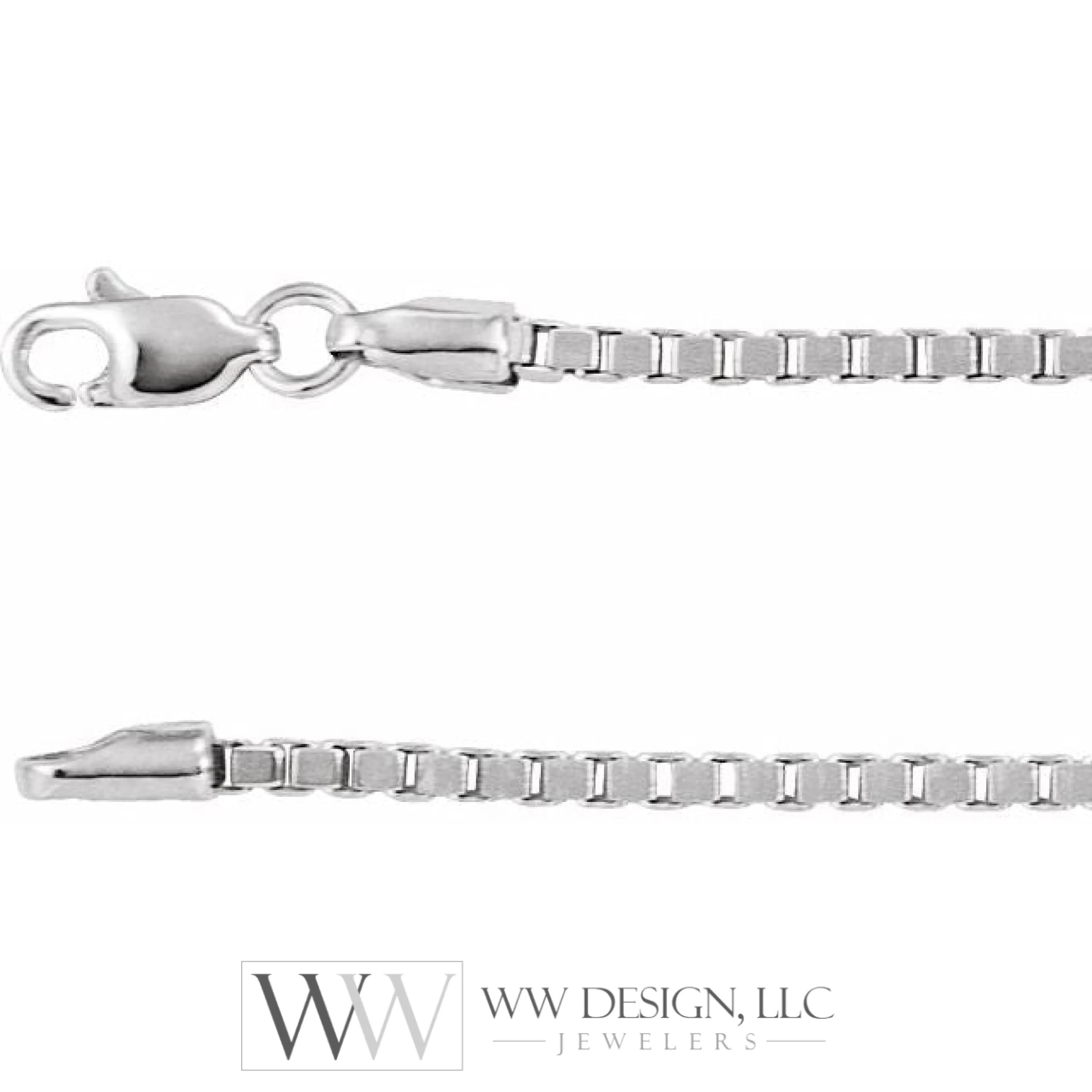 1.82mm Box Chain Bracelet or Necklace - 14k Gold (Y, R or W), or Sterling Silver