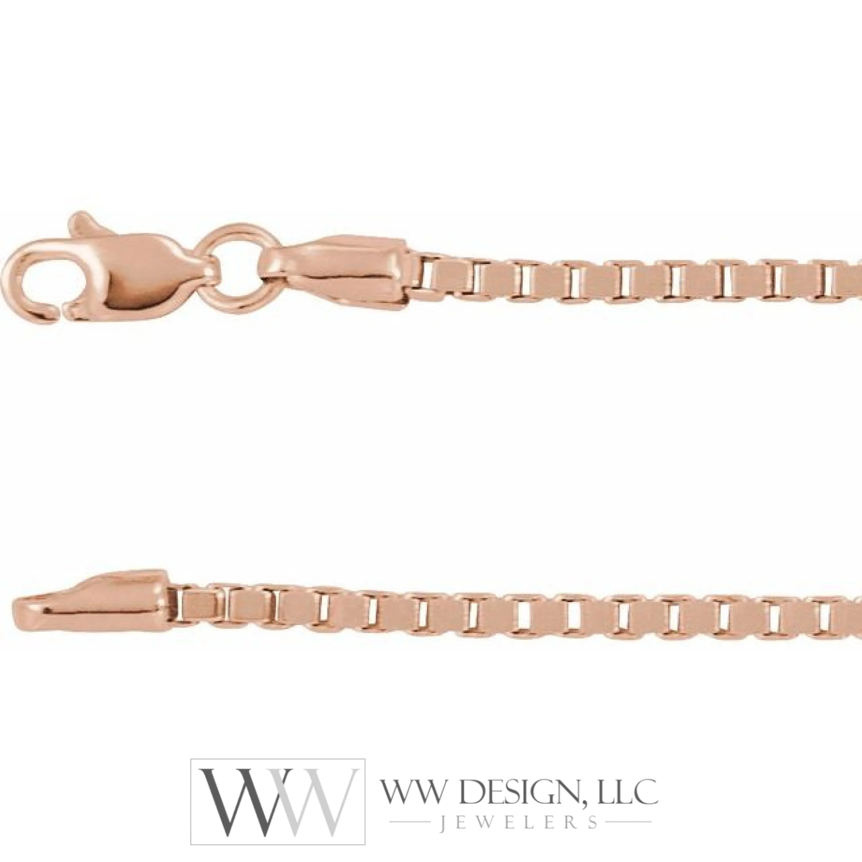 1.82mm Box Chain Bracelet or Necklace - 14k Gold (Y, R or W), or Sterling Silver