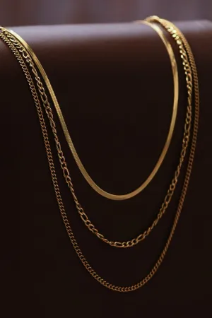 18K Chain Necklace Set In Gold