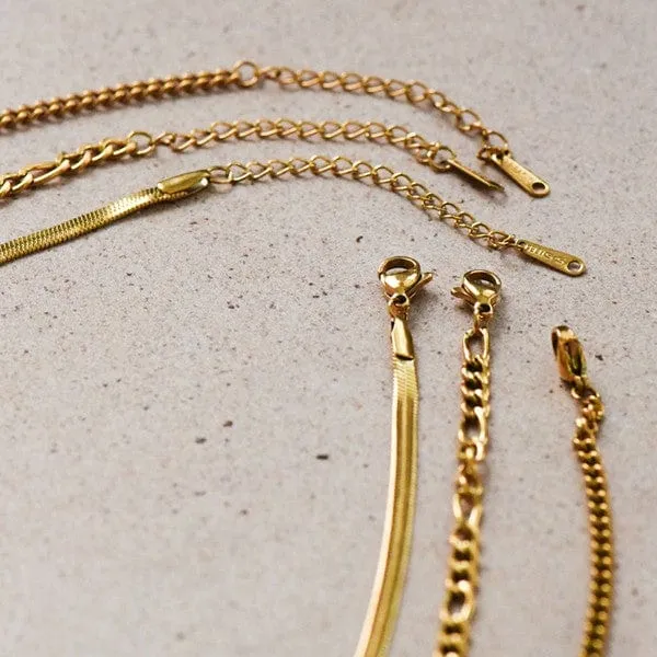 18K Chain Necklace Set In Gold