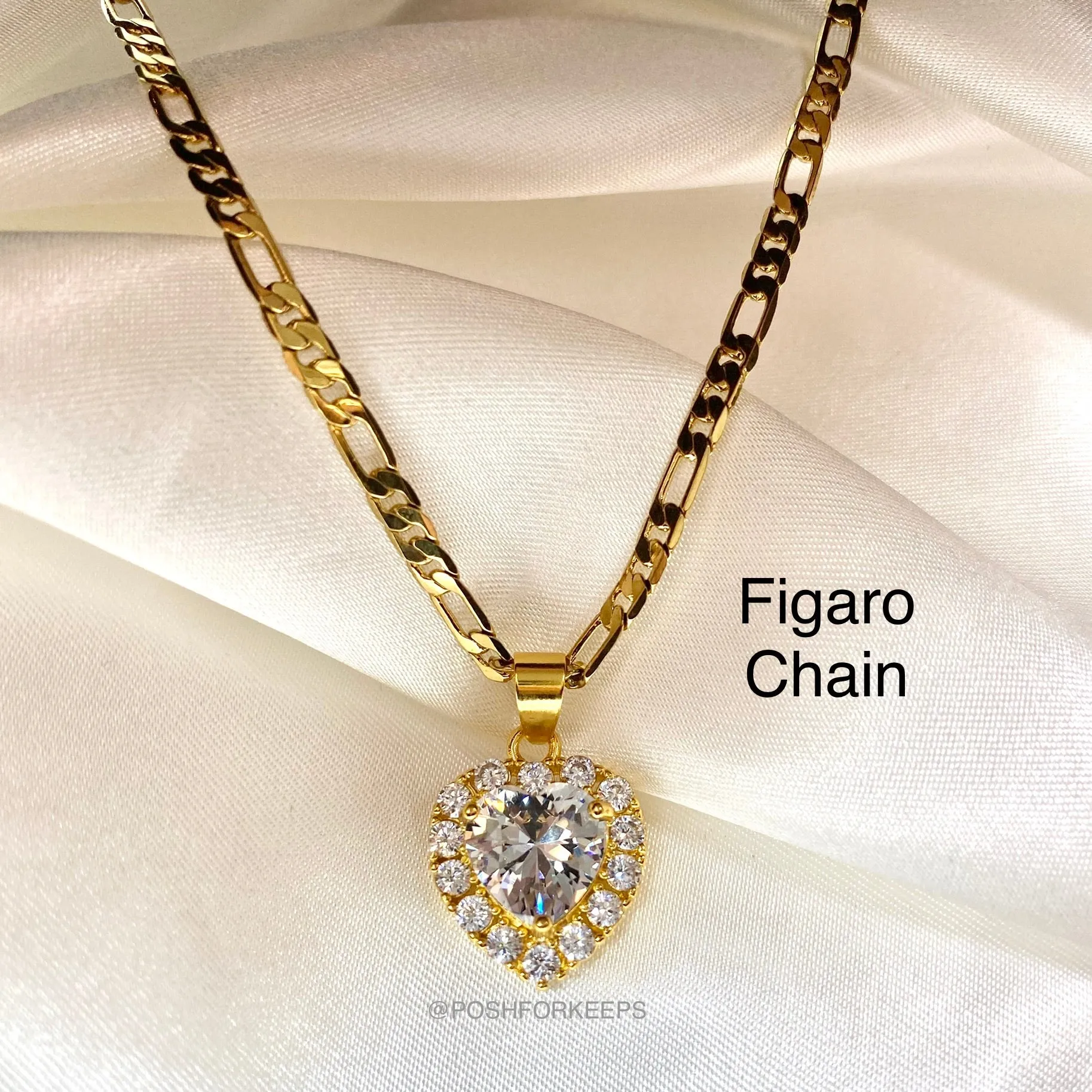 18K GOLD HEART GEM NECKLACE