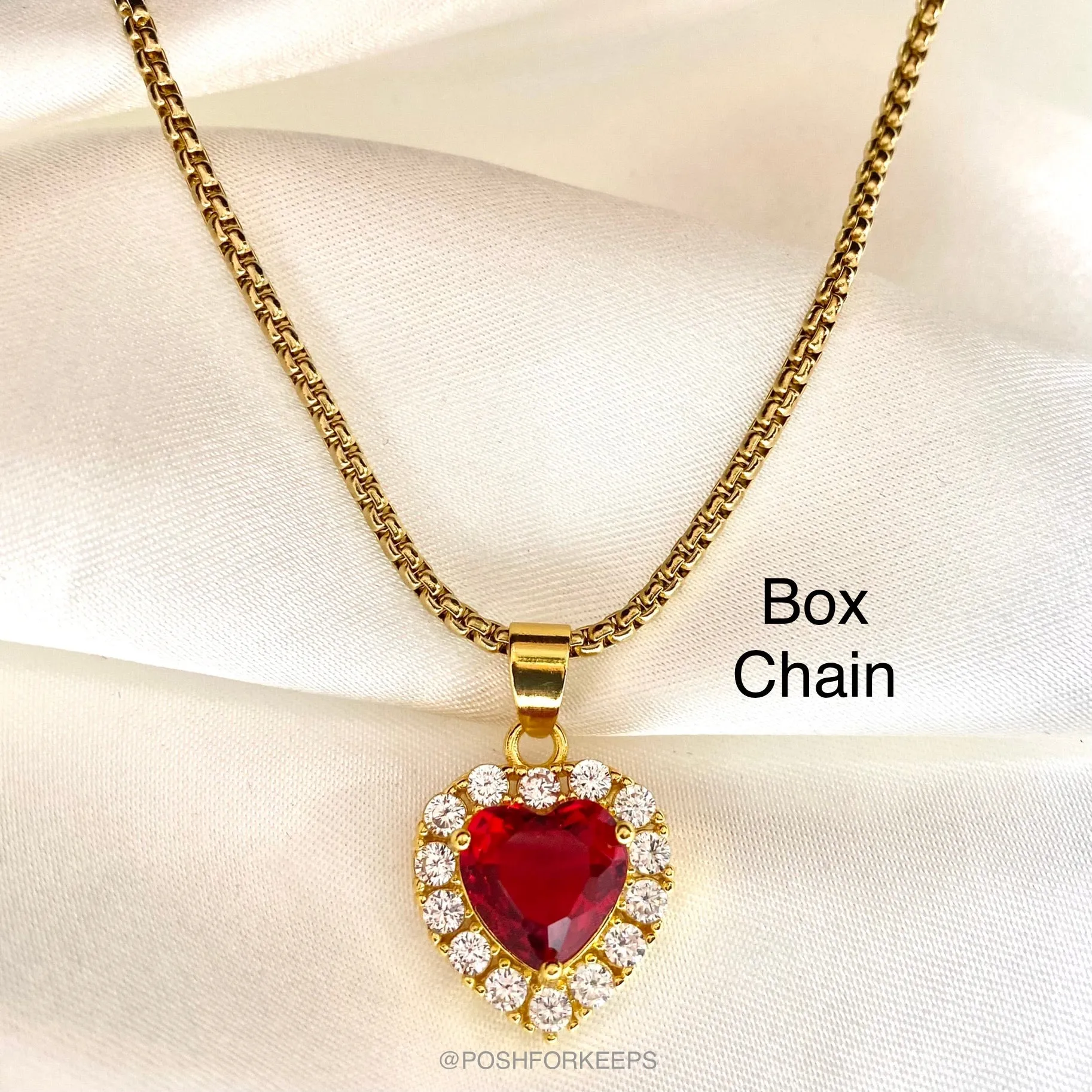18K GOLD HEART GEM NECKLACE