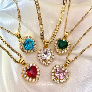 18K GOLD HEART GEM NECKLACE