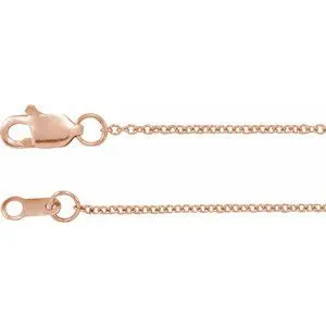 18K Rose 1 mm Solid Cable 18" Chain