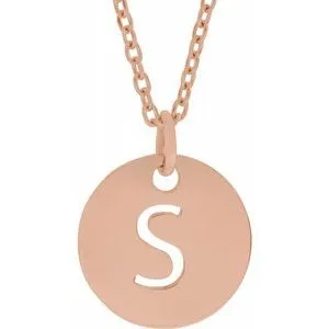 18K Rose Gold-Plated Sterling Silver Initial S 10 mm Disc 16-18" Necklace
