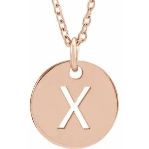 18K Rose Gold-Plated Sterling Silver Initial X 10 mm Disc 16-18" Necklace