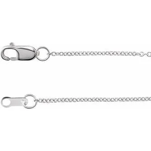 18K White 1 mm Solid Cable 16" Chain