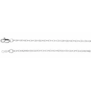 18K White 1.5 mm Solid Rope 20" Chain with Lobster Clasp