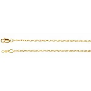 18K Yellow 1.5 mm Solid Rope 20" Chain with Lobster Clasp
