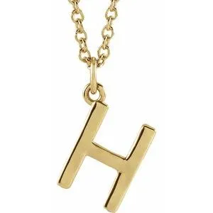 18K Yellow Gold-Plated Sterling Silver Initial H  Dangle 16" Necklace