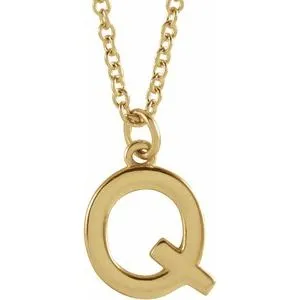 18K Yellow Gold-Plated Sterling Silver Initial Q  Dangle 16" Necklace
