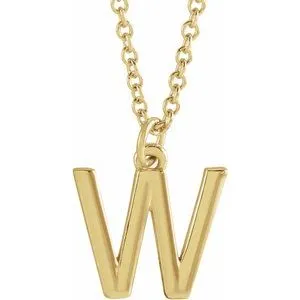 18K Yellow Gold-Plated Sterling Silver Initial W Dangle 18" Necklace