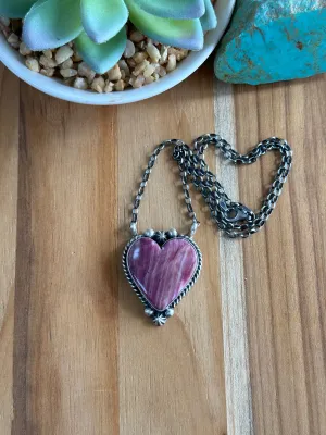 18" Purple Spiny Heart Pendant Necklace