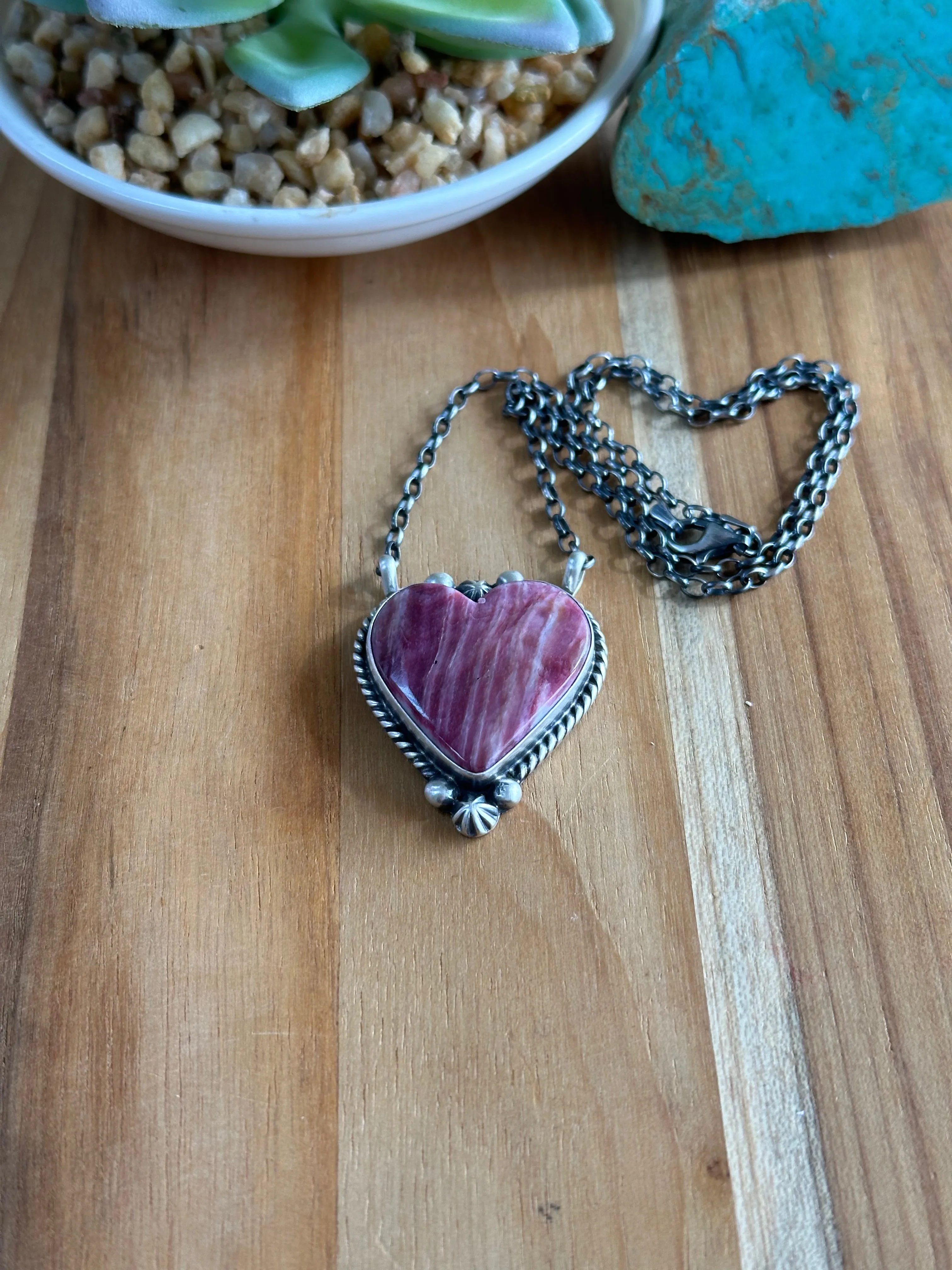18" Purple Spiny Heart Pendant Necklace