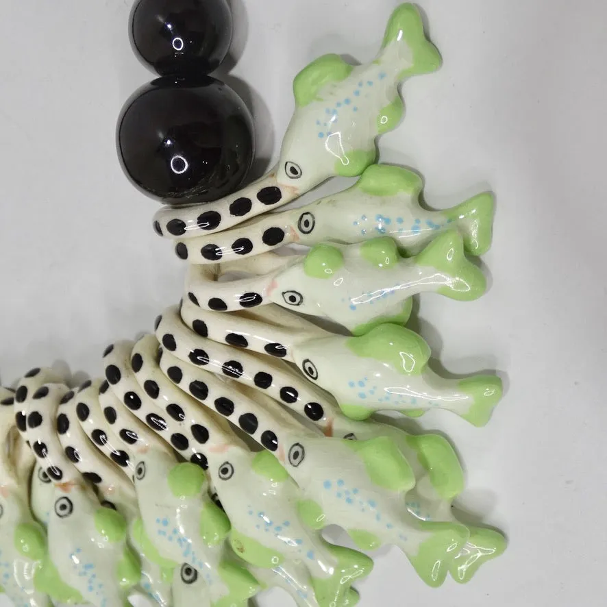 1976 Parrot Pearls Fish Charm Necklace