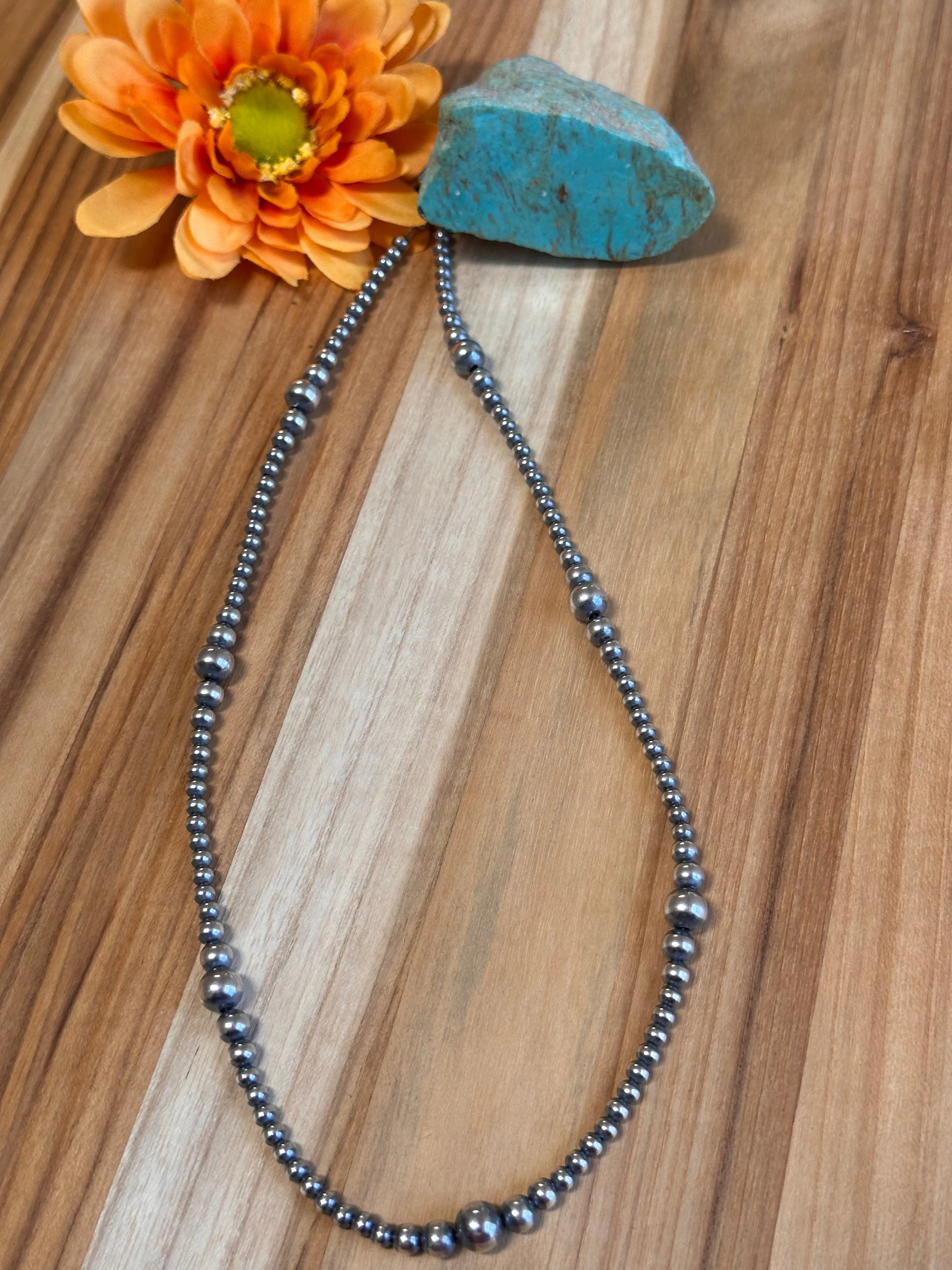 20" 4-8MM Navajo Style Pearl Necklace