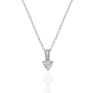 2.1 Carat CZ Sterling Silver Heart Pendant 16"