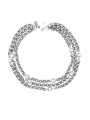 220-01-S | COCO TRIPLE STRAND NECKLACE (WHITE PEARLS ON SILVER)