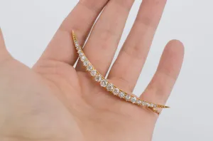 2.7CTW VINTAGE 18K GOLD OEC DIAMOND CRESCENT NECKLACE