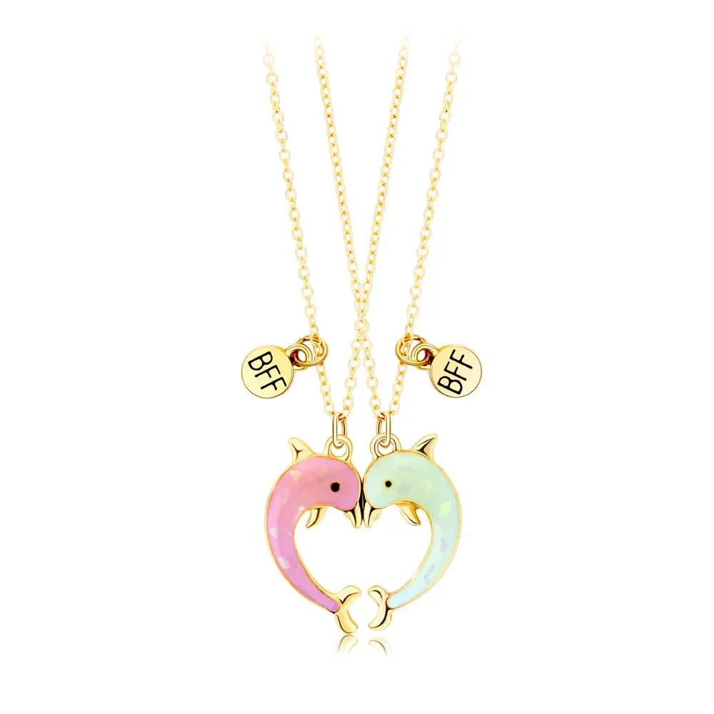 2Pcs Heart-Shaped Magnet Panda Necklaces