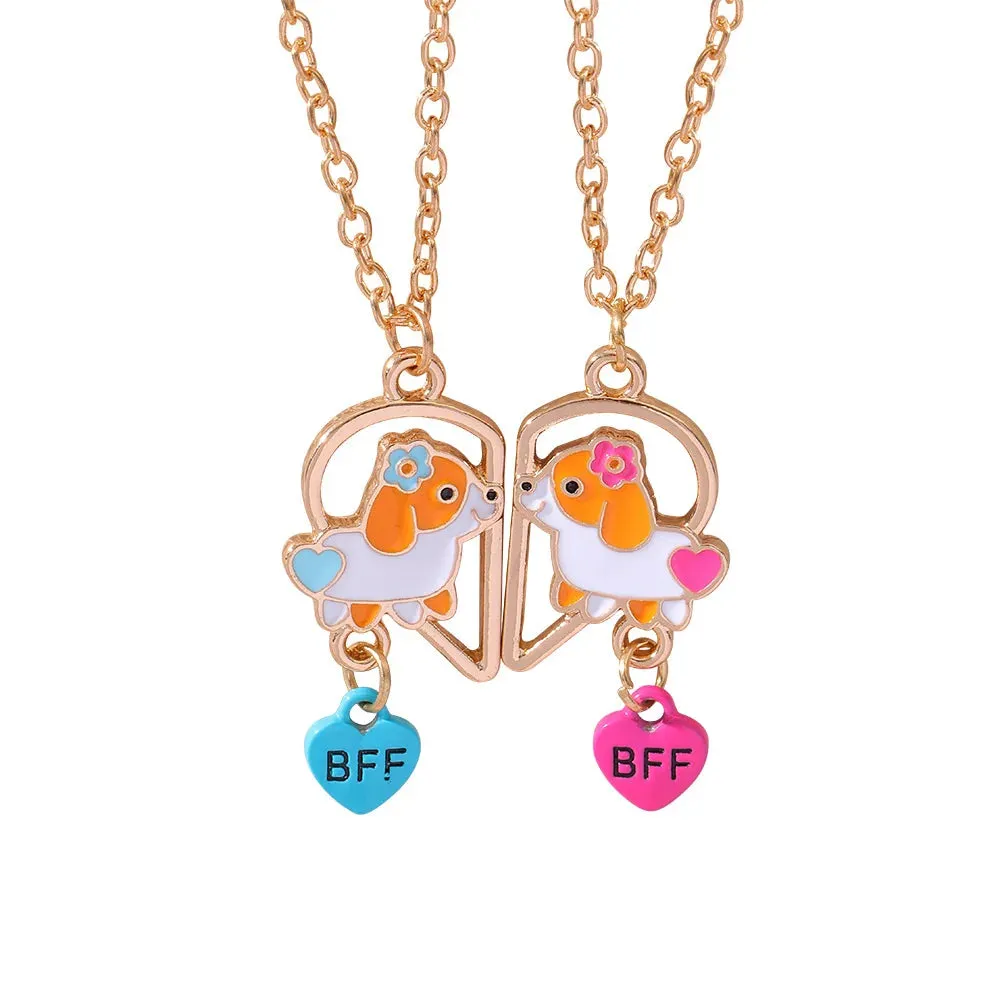 2Pcs Heart-Shaped Magnet Panda Necklaces