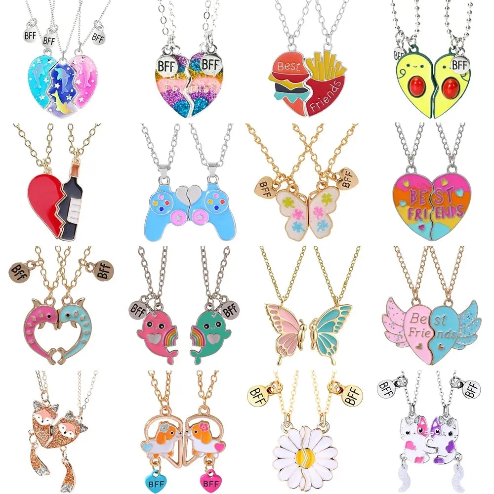 2Pcs Heart-Shaped Magnet Panda Necklaces