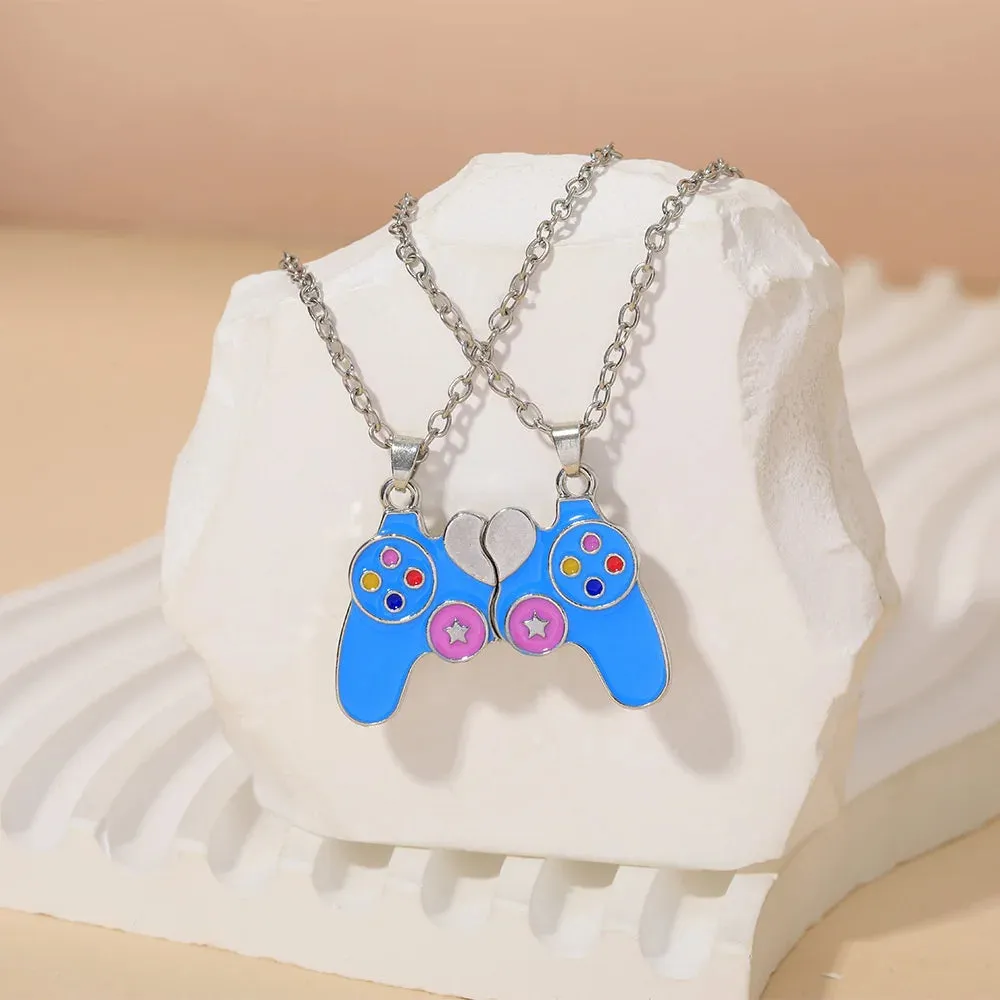 2Pcs Heart-Shaped Magnet Panda Necklaces