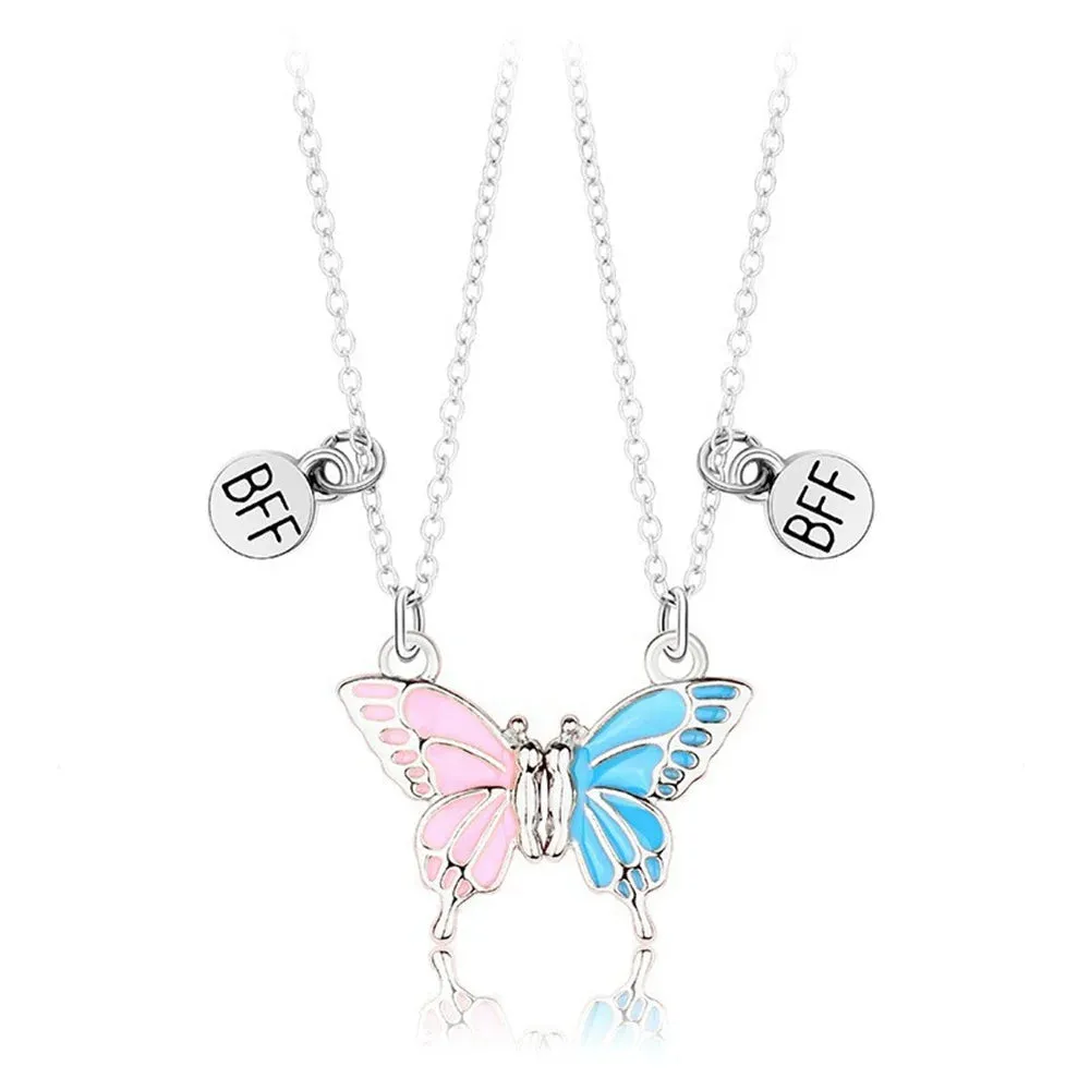 2Pcs Heart-Shaped Magnet Panda Necklaces