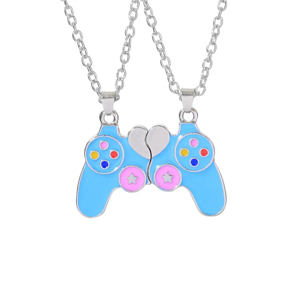 2Pcs Heart-Shaped Magnet Panda Necklaces