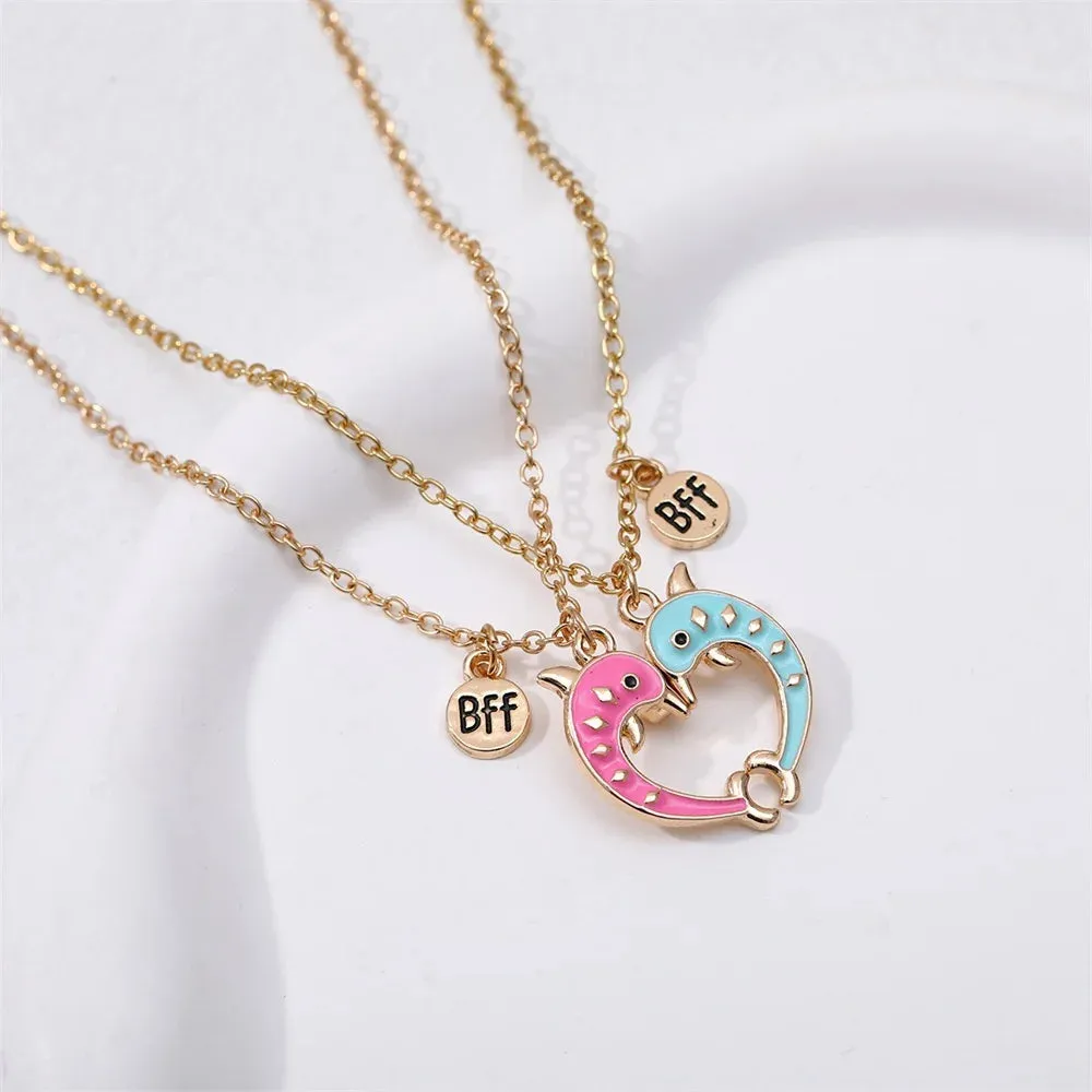 2Pcs Heart-Shaped Magnet Panda Necklaces