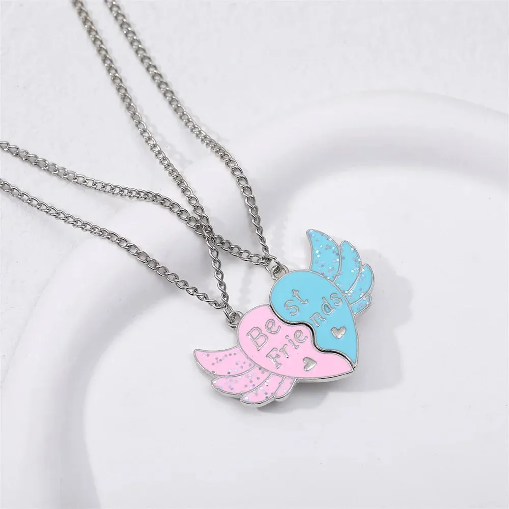 2Pcs Heart-Shaped Magnet Panda Necklaces